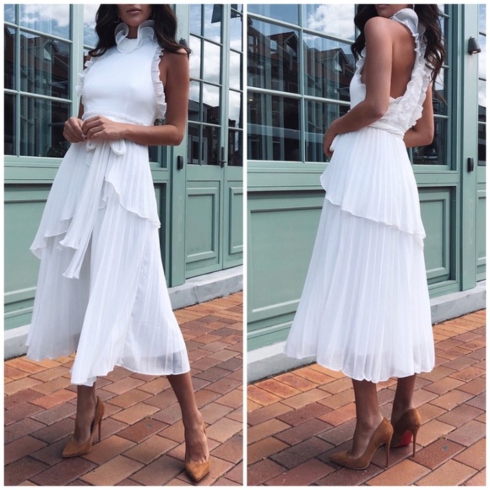 La Maison TALULAH White Jodi Midi Dress Bridal Rehearsal Sz M